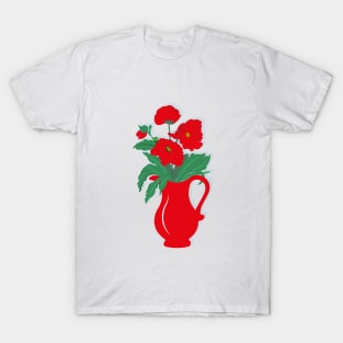 Poppy Bouquet Red Poppies Flowers Pitcher T-Shirt